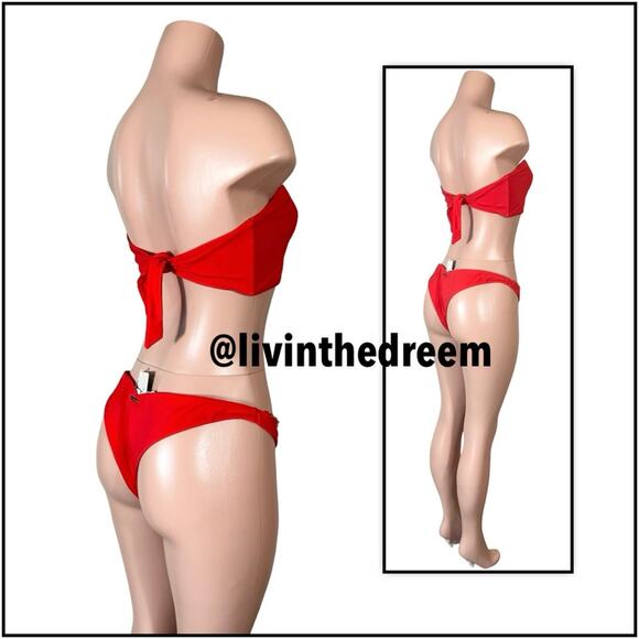 Noelani Bandeau Top XL Serena Skimpy Bottom XL  - Red $320 - Picture 7 of 14